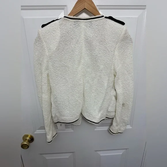 Women’s The Kooples White Cardigan With Black Trim Size EU 32/US 0 Quiet Luxury - Picture 9 of 9